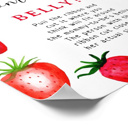 Hoe groot is mama's buik? Aardbei Baby shower Poster (Hoek)