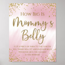 Hoe groot is mama's buik baby shower spel