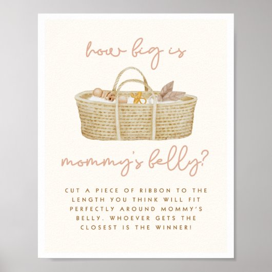 Hoe groot is mama's buik boho Baby shower teken Poster (Voorkant)