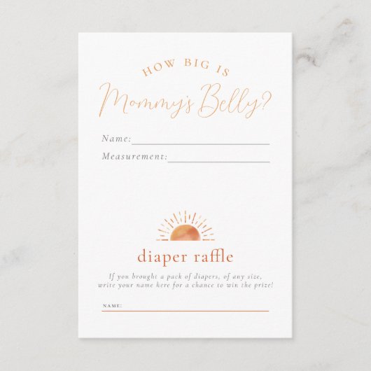 Hoe groot is mama's buik en luier Raffle Kaart (Voorkant)