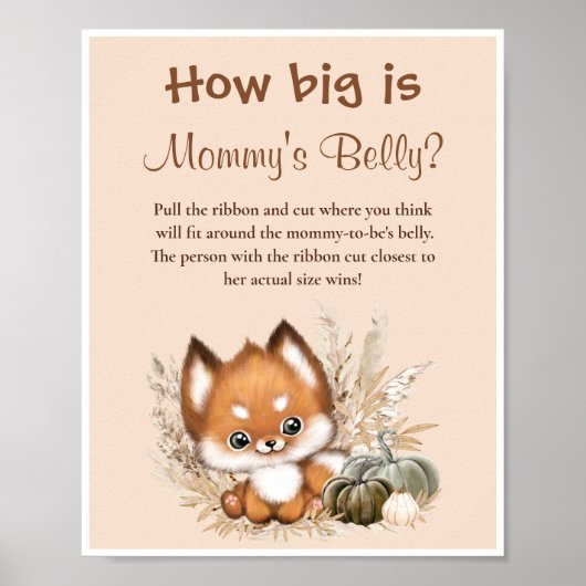 Hoe groot is mama's buik Herfst Baby shower spel Poster (Voorkant)