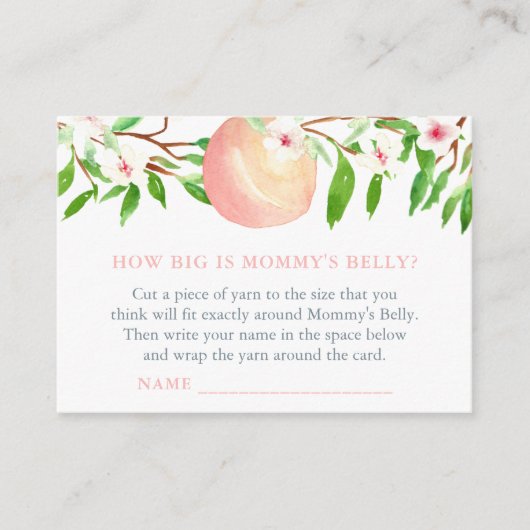 Hoe groot is mama's buik perziken Baby shower spel Informatiekaartje (Voorkant)