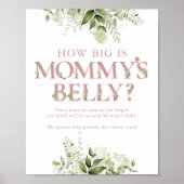 Hoe groot is mama's buikroze Baby shower Poster (Voorkant)