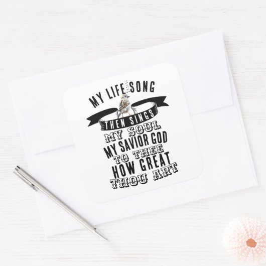 Hoe groot zijt gij Hymnal Schattige Bird Christeli Vierkante Sticker (Envelop)