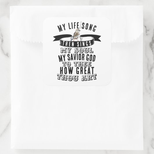 Hoe groot zijt gij Hymnal Schattige Bird Christeli Vierkante Sticker (Tas)