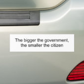 Hoe groter de overheid, hoe kleiner de burger bumpersticker (Op auto)