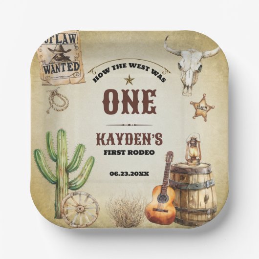 Hoe het Westen een eerste verjaardagsfeest was Papieren Bordje (Voorkant)