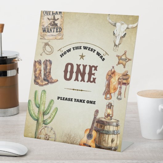 Hoe het Westen een eerste verjaardagsfeest was Reclamebord Met Voetstuk (Insitu)