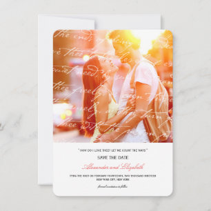 Hoe hou ik van het poëzie Romantic  script Save The Date