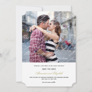 Hoe hou ik van het poëzie Romantic  script Save The Date