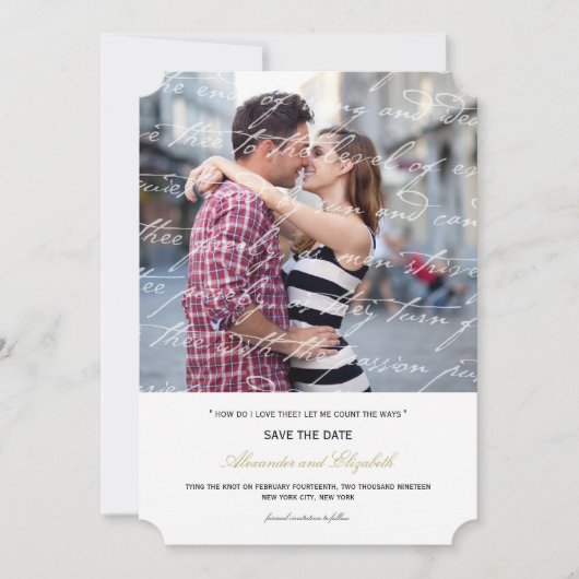 Hoe hou ik van het poëzie Romantic script Save The Date (Voorkant)