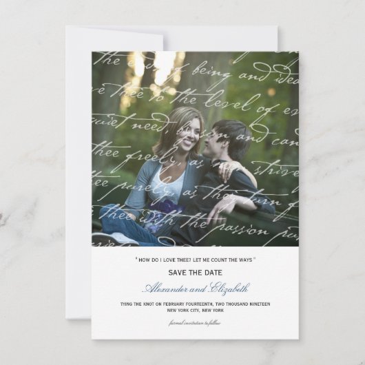 Hoe hou ik van het poëzie Romantic  script Save The Date (Voorkant)