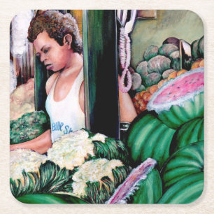 Hoe hou je van die meloenen? vierkante kartonnen onderzetter