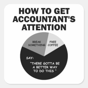 Hoe je de aandacht van de accountant krijgt, breek vierkante sticker
