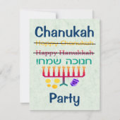 Hoe kan ik Hanukkah Chanukah partijuitnodigingen v Kaart (Voorkant)