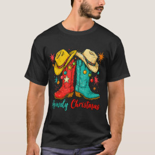 Hoe Kerstmis Xmas Cowboylaarzen Western Mannen Vro T-shirt