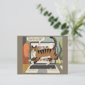 Hoe komt mijn computer werkt voor Cat Funny Cartoo Briefkaart (Staand voorkant)