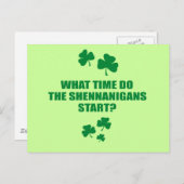 HOE LAAT BEGINNEN DE SHENNANIGANS? BRIEFKAART (Voorkant / Achterkant)