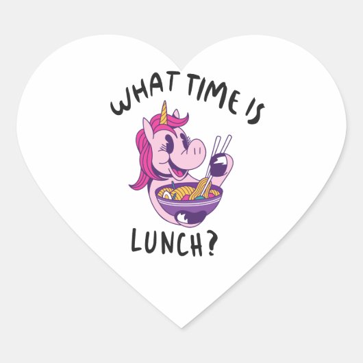 Hoe laat is de lunch? hart sticker (Voorkant)