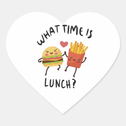 Hoe laat is de lunch? hart sticker (Voorkant)