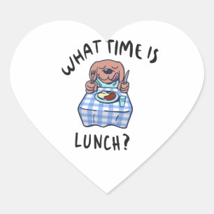 Hoe laat is de lunch? hart sticker