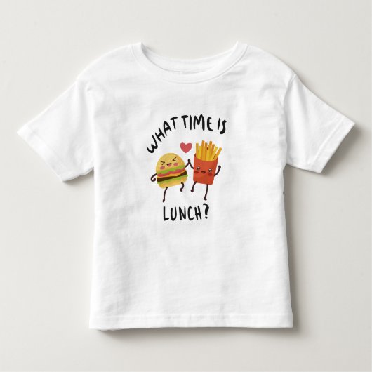 Hoe laat is de lunch? kinder shirts (Voorkant)