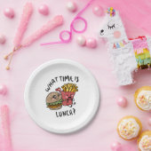 Hoe laat is de lunch? papieren bordje (Feest)