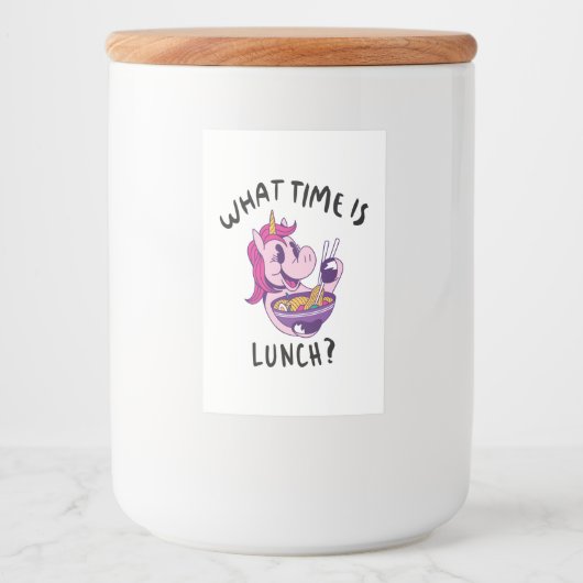 Hoe laat is de lunch? voedselcontainer etiket (Voorkant)
