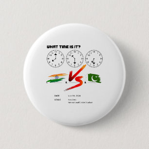 Hoe laat is India Vs Pakistan Cricket T20 New Yor Ronde Button 5,7 Cm