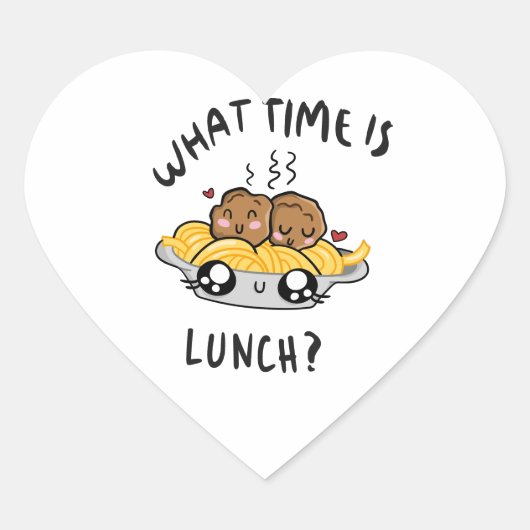 Hoe laat is Lunch? Hart Sticker (Voorkant)