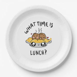 Hoe laat is Lunch? Papieren Bordje