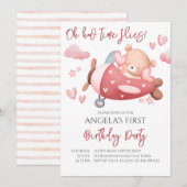 Hoe laat vliegt roze teddybeer kleine piloot? kaart (Voorkant / Achterkant)