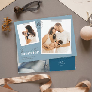 Hoe meer de Merrier Blue Birth koninklijke foto Feestdagenkaart