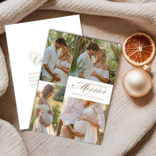 Hoe meer de Merrier Gold Baby fotoaankondiging Feestdagenkaart