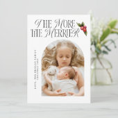 Hoe meer de Merrier Mistletoe Xmas Geboorte Aankondiging (Staand voorkant)