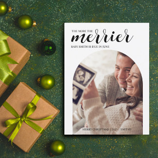 Hoe meer de Merrier moderne kerstzwangerschap Feestdagenkaart