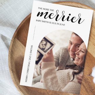 Hoe meer de Merrier moderne kerstzwangerschap Feestdagenkaart