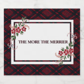 Hoe meer de Merrier Red Plaid Sparkling Wijnetiket (Enkel label)