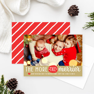 Hoe meer de Merrier Tan rode Kerstfoto Feestdagenkaart
