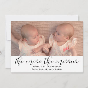 Hoe meer de vrolijkere tweelinggeboorte foto aankondiging