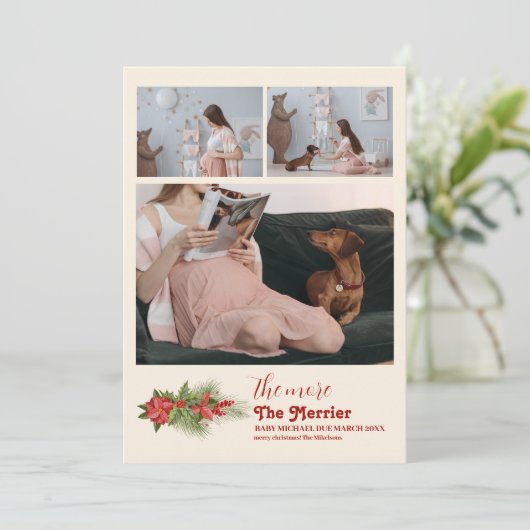 Hoe meer de zwangerschap van de Merrier Feestdagenkaart (Staand voorkant)