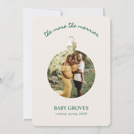 Hoe meer hoe vrolijker we een zwangerschap verwach feestdagenkaart (Voorkant)