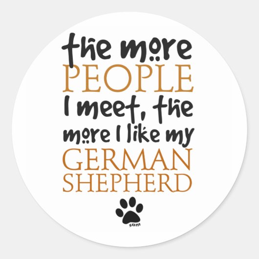 Hoe meer mensen ik ontmoet... ronde sticker (Voorkant)