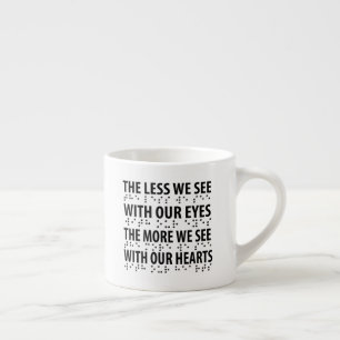 Hoe minder we zien met onze ogen - blindheid brail espresso kop