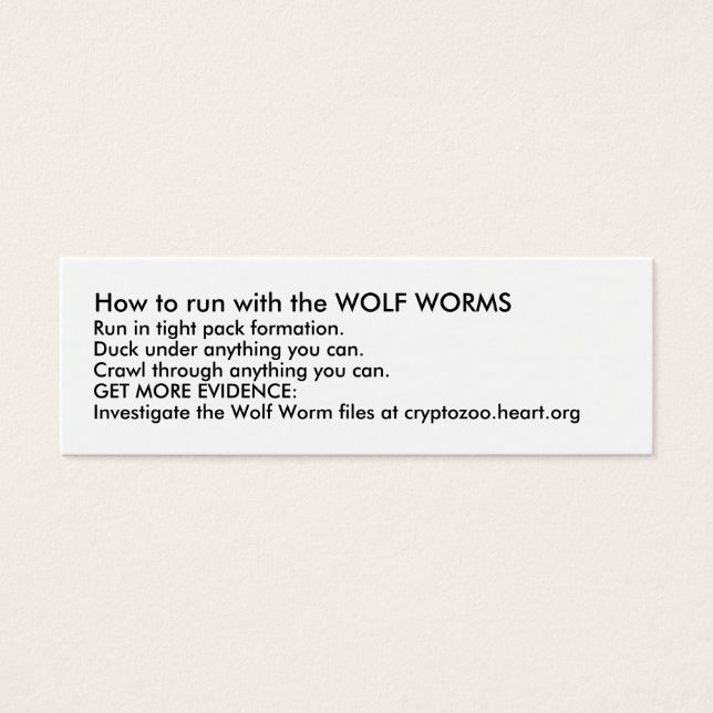 Hoe om te lopen met de WOLF WORMS Mini Visitekaartjes (Voorkant)