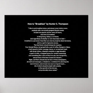 Hoe ontbijt Hunter S Thompson Poster