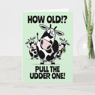 Hoe oud! Cute Cartoon Koeien Happy Birthday Kaart