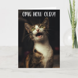 "Hoe oud?!" Funny Cat Birthday Kaart