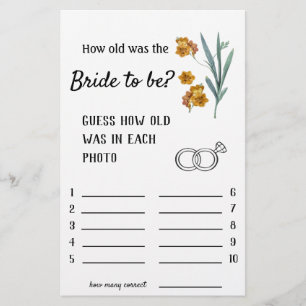 Hoe oud moest de bruid zijn? Bloemen - Game Flyer