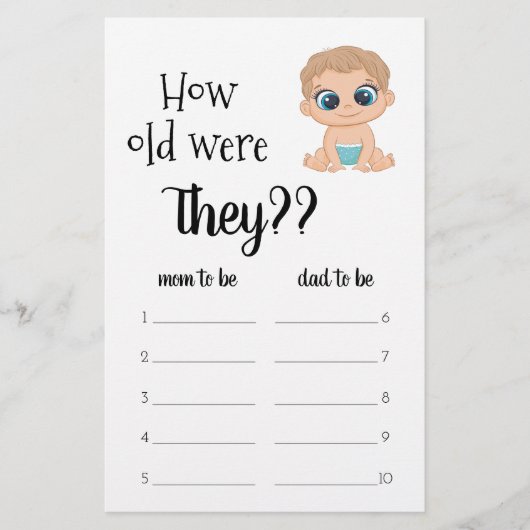 Hoe oud waren ze? Baby jongen Flyer (Voorkant)